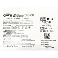 MTG Intermittent Catheter Kit MTG EZ-Advancer Mini-Pak Firm Straight Tip 14 Fr. Without Balloon Silicone, 100 EA/CS - Image 2
