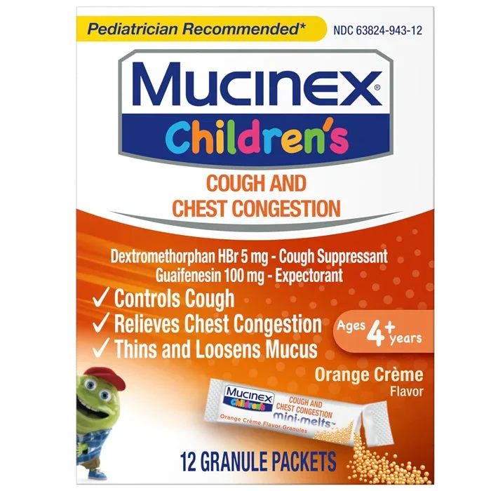 Mucinex Children’s Cough and Chest Congestion Relief Mini-Melts Orange Creme 12-Pack