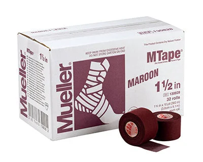 Mueller MTape, Maroon, 1.5″ x 10 yd – 32 rolls – 25-1017