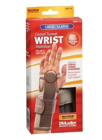 Mueller Sports Medicine Mueller Carpal Tunnel Wrist Stabilizer Palmar Stay Nylon / Aluminum / Polyester / PP / PU / Spandex / POM Left or Right Wrist Gray Large / X-Large – 62021