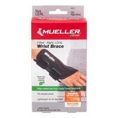 Mueller Sports Wrist Brace Mueller® Green Plastic / Spandex Right Hand Black Large / X-Large, 1/EA