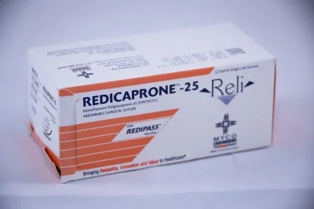 Myco Medical Supplies Reli Suture with Needle Absorbable Uncoated Undyed Suture Monofilament Poliglecaprone Size 3-0 36 Inch Suture 1-Needle 24 mm Length 3/8 Circle Reverse Cutting Needle – S942-SI