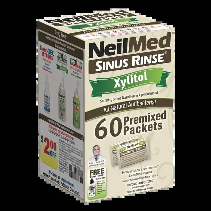 NeilMed Sinus Rinse Premixed Refill Packets With Xylitol, 60ct