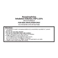 Nephron Pharmaceutical Inhalation Solution Racepinephrine 2.25% Bronchodilator Solution Vial 0.5 ml, 30 EA/CT - Image 2