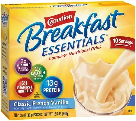 Nestle Healthcare Nutrition Carnation Breakfast Essentials Oral Supplement French Vanilla Flavor 36 Gram Individual Packet Powder – 11004659