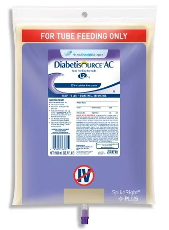 Nestle Healthcare Nutrition Diabetisource AC Tube Feeding Formula 1500 mL Bag Ready to Hang Unflavored Adult – 10043900365838