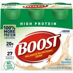 Nestle Healthcare Nutrition Oral Supplement Boost High Protein Very Vanilla Flavor Ready to Use 8 oz., 6 Bottles/Pack