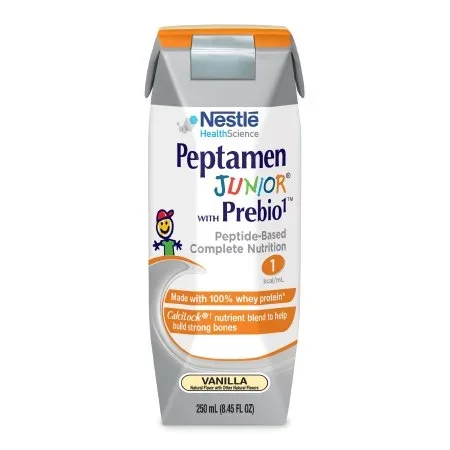 Nestle Healthcare Nutrition Peptamen Junior With Prebio¹ Pediatric Oral Supplement / Tube Feeding Formula Vanilla Flavor 250 mL Tetra Prisma Ready to Use – 10798716162613