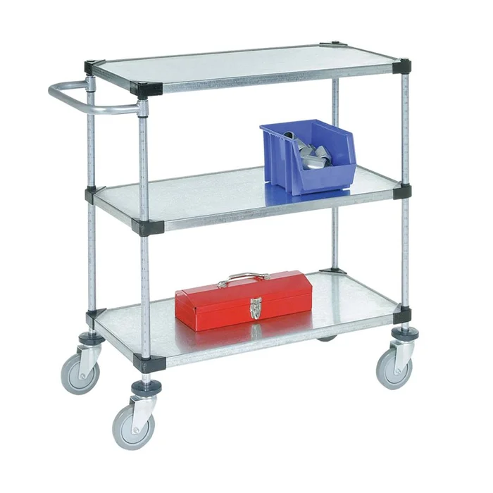 Nexel Galvanized Stainless Steel Utility Carts Adjustable Shelf Cart, Solid, Galvanized, 60″W x 40″H x 24″D – 926058