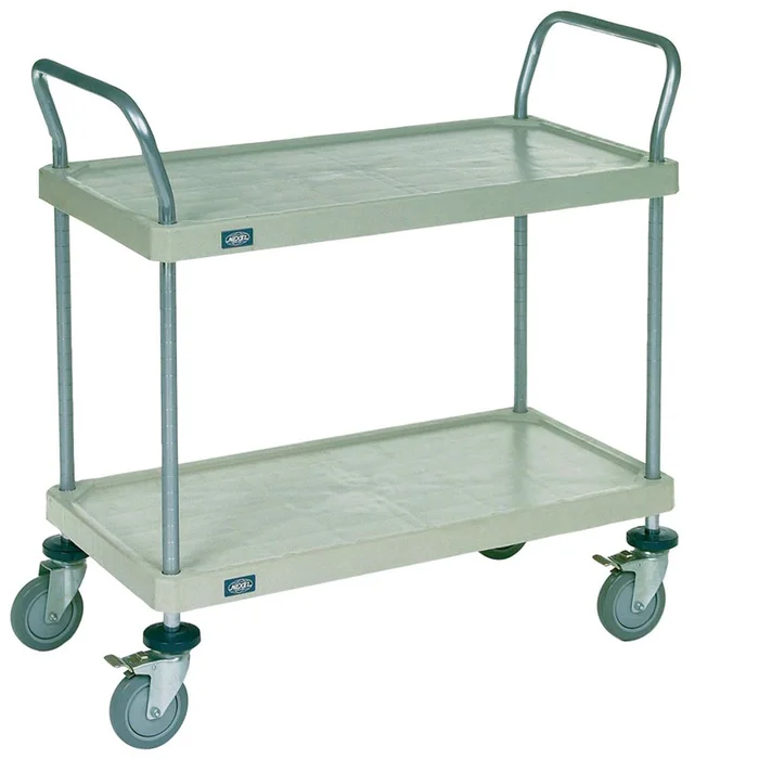 Nexel Solid Plastic Shelf Utility Carts Nexel Solid Plastic Shelf Utility Cart, 36″W x 39″H x 18″D, 2 Shelves – 932504