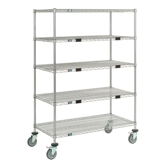 Nexel Wire Shelf Exchange Cart with 5 Open Shelves Enclosure Panel, 3-Sided, 48″ – 938064