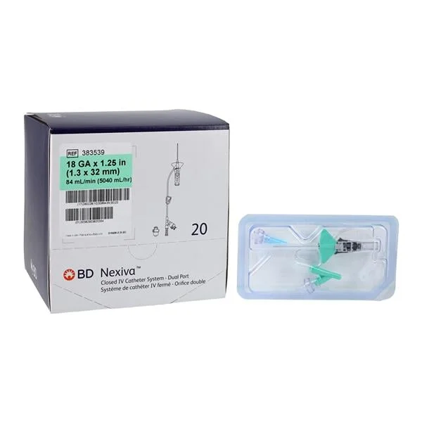 Nexiva IV Catheter Shielded 18 Gauge 1-1/4″ Green Closed End