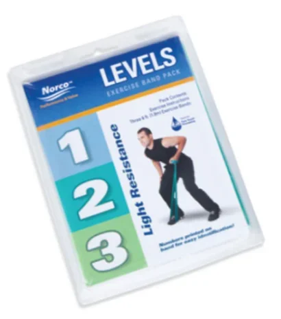 Norco® LEVELS™ Exercise Band Resistance Pack -Light Resistance Pack – 3 levels