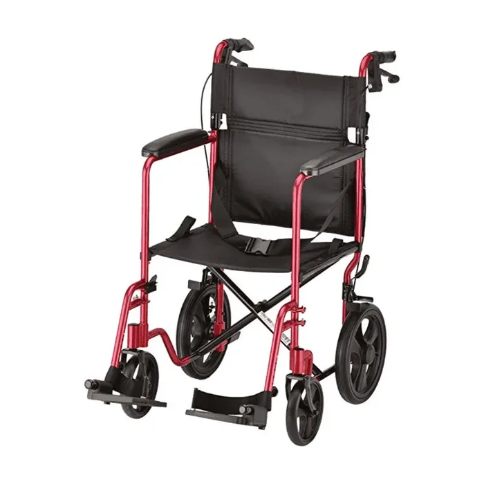 Nova Medical 330 20″ Lightweight Folding Transport Chair with 12″ Rear Wheels & Hand Brakes