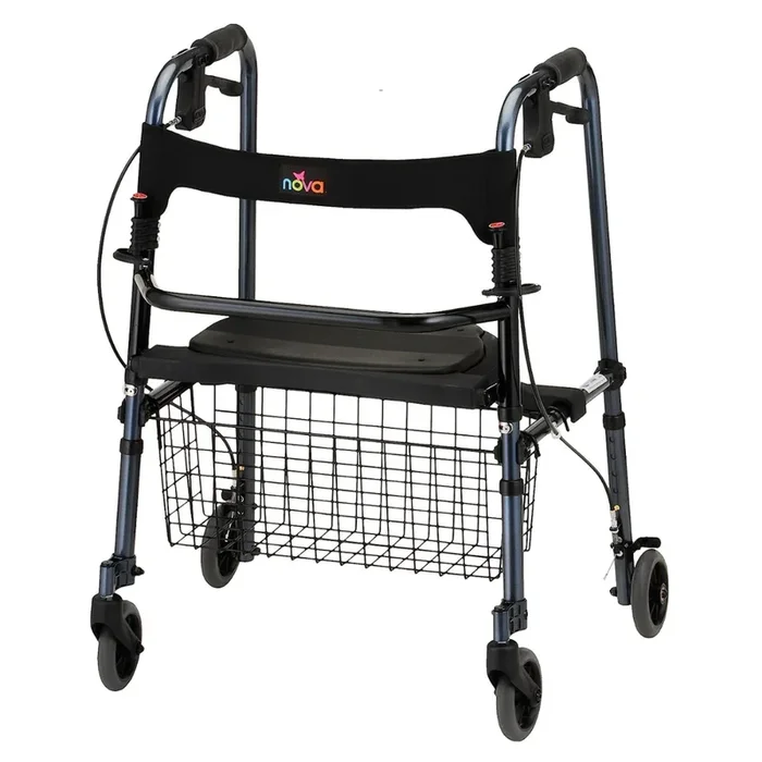 Nova Medical 4010 Cruiser De-Light Hybrid Walker Rollator with Seat