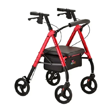 Nova Ortho-Med 4 Wheel Rollator Star 8 Red Aluminum Frame – 4258RD