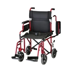 Nova Ortho-Med Transport Chair Aluminum Frame 300 lbs. Weight Capacity Desk Length / Padded / Removable / Reversible Arm Red Upholstery, 1/EA