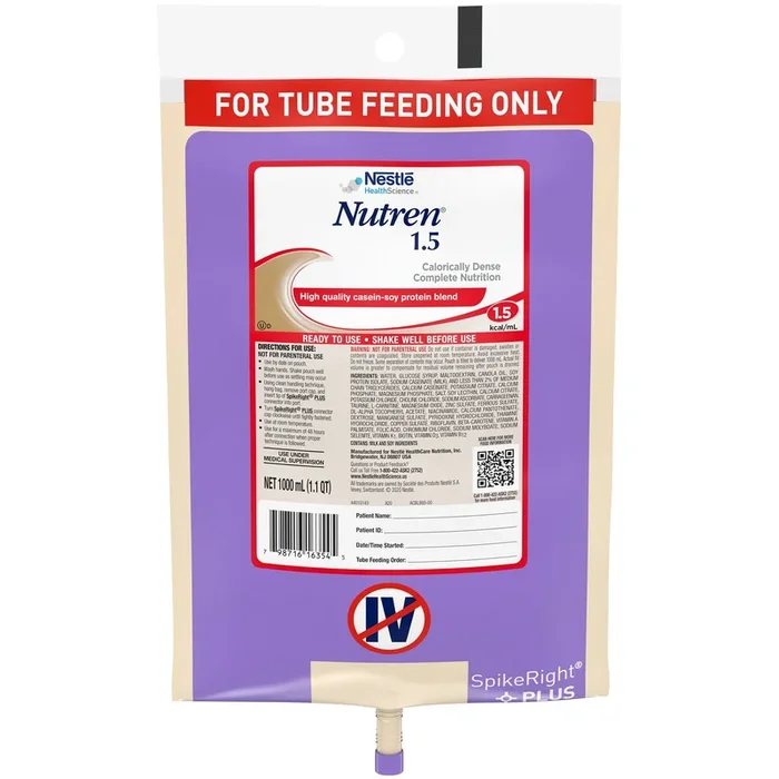 Nutren 1.5 Ready to Hang Tube Feeding Formula, 33.8 oz. Bag