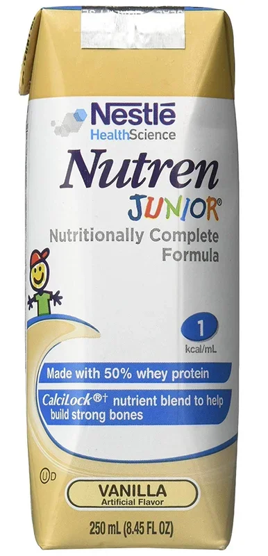 Nutren Junior Pediatric Oral Supplement/Tube Feeding Formula: 24 Count, 250 Calories, 250 ml, Tetra Prisma, Vanilla Flavor