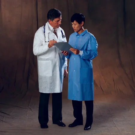 O&M Halyard Inc Basic Lab Coat White 3X-Large Long Sleeves Knee Length – 10157