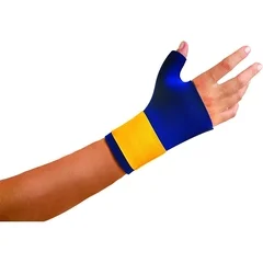 Occunomix International Wrist / Thumb Support Classic Neoprene / Nylon Left or Right Hand Navy Blue / Yellow Medium, 1/EA