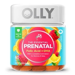 OLLY Prenatal Vitamin Supplement OLLY® Essential Prenatal Multi MultiVitamins With Folic Acid / DHA 400 mcg – 50 mg Strength Gummy 60 per Bottle Sweet Citrus Flavor