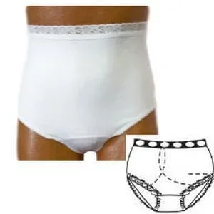 OPTIONS Ladies’ Basic with Built-In Barrier/Support, White, Right-Side Stoma, Medium 6-7, Hips 37″ – 41
