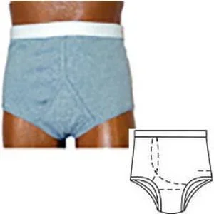 OPTIONS Men’s Baisc With Built-In Barrier/Support, Gray, Right-Side Stoma, Small 32-34
