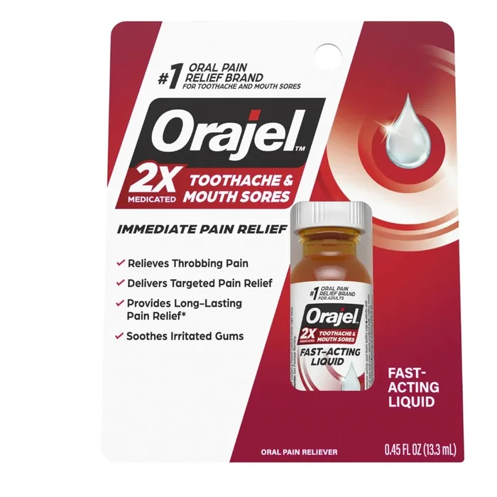Orajel 2X Medicated Toothache & Mouth Sores Liquid