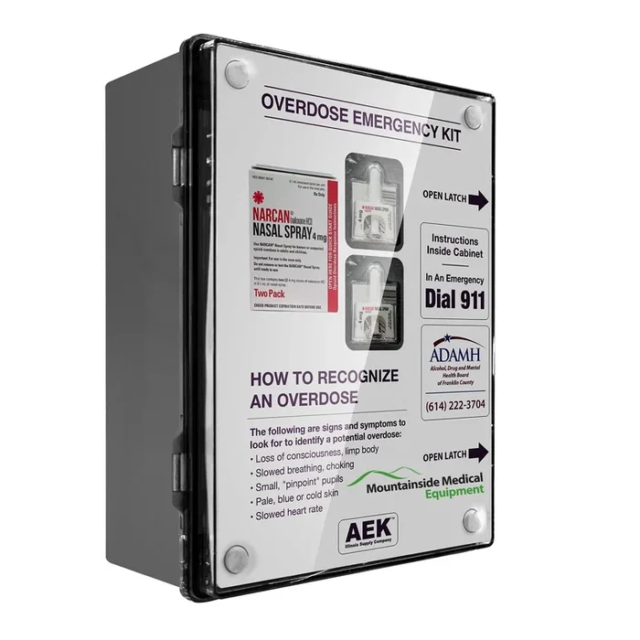 Outdoor Waterproof Narcan Spray Cabinet Public Access for Opioid Overdose Reversal – Plastic