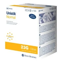 Owen Mumford Lancet Unistik® Normal Flow Lancet Needle 1.8 mm 23 Needle Gauge Push Button Activation, 100/BX
