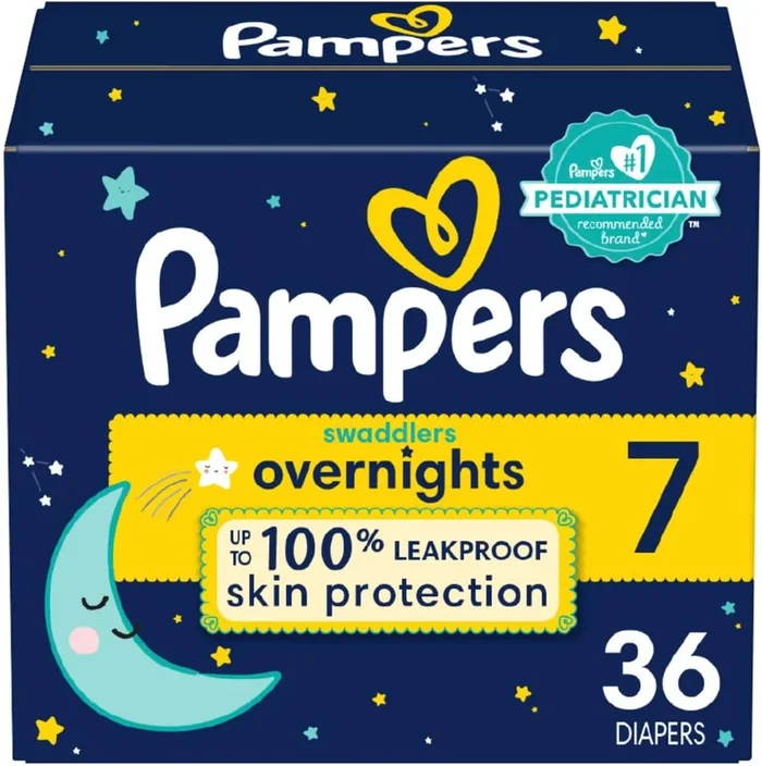 Pampers Swaddlers Overnights Diapers – Size 7 (36 Count)