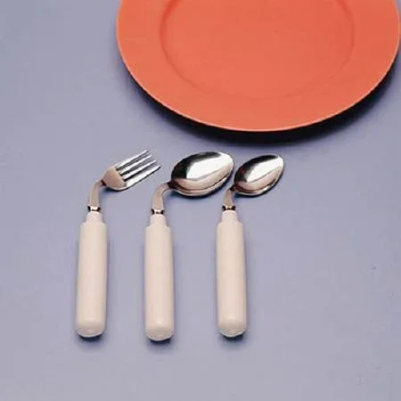 Patterson Medical Supply Comfort Grip Soup Spoon Left Hand Angled White Stainless Steel – AA554632L