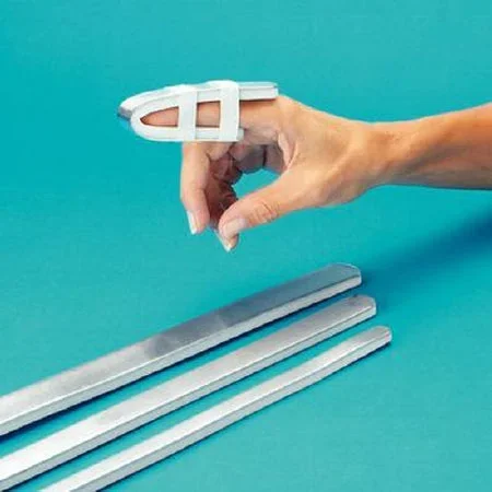 Patterson Medical Supply Rolyan Finger Splint Aluminum / Foam Silver / White One Size Fits Most – A8991