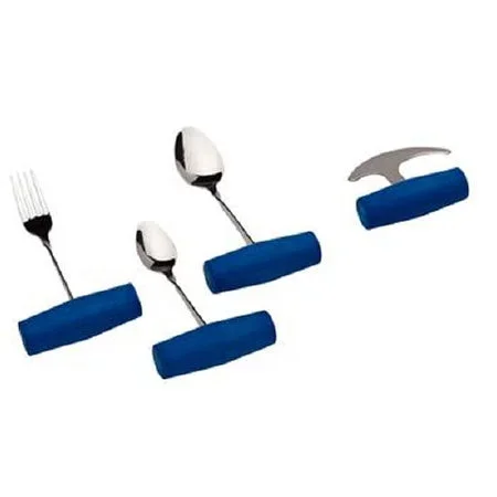 Patterson Medical Supply T-Grip Tablespoon Blue Plastice Handle/Stainless Steel – 560147