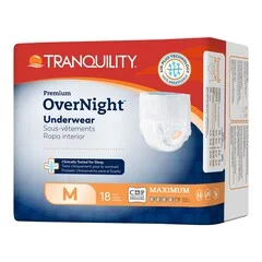 PBE Absorbent Underwear Tranquility Premium OverNight™ 34-48 Medium Blue 34 oz. Absorbency, 18EA/PK