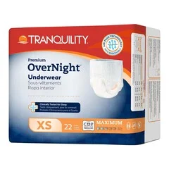 PBE Tranquility Premium Overnight Dispos Absorbent Brief Extra Sm 22-36