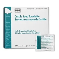 PDI Personal Wipe PDI Individual Packet Coconut Oil-Based Soap Solution, 100 EA/BX