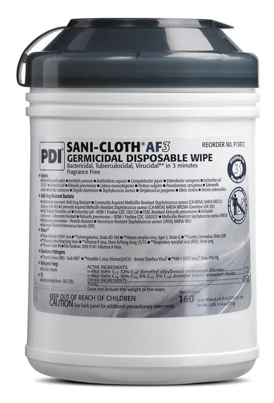 PDI Sani-Cloth AF3 Germicidal Disposable Pre-Moistened Wipes – Large