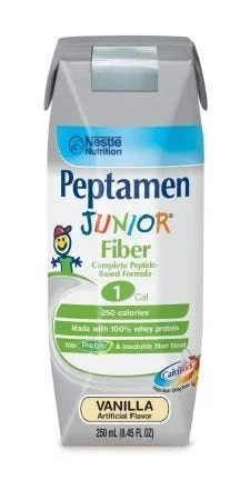 Peptamen Junior Fiber Pediatric Oral Supplement / Tube Feeding Formula, Vanilla, 250 mL, Tetra Prisma, Ready to Use, Case of 24