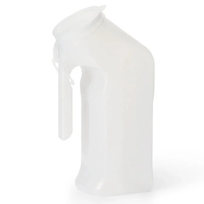 Plastic Male Urinal with Lid Cover, Translucent 1 Quart