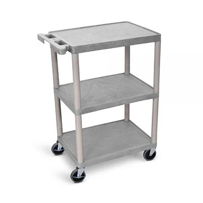Plastic Utility Cart, 3 Shelves, Grey – 13-3099