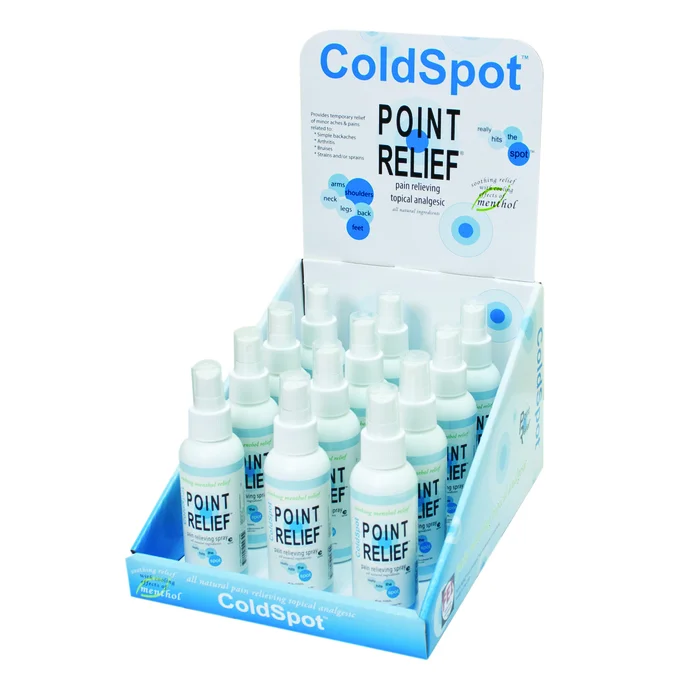 Point Relief ColdSpot Lotion – Retail Display with 12 x 3 oz Spray Bottle