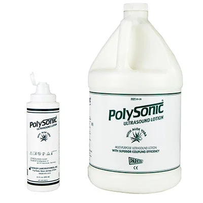 Polysonic ultrasound lotion with aloe vera, 1 gallon with refillable dispenser bottle (Dispenser pump not included) – 4 units – 50-6005-4