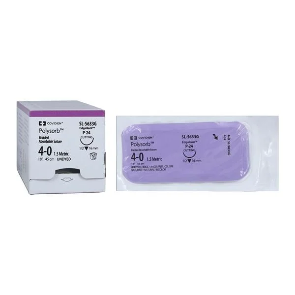 Polysorb Suture 4-0 18″ Polyester Braid P-24 Undyed 12/Case