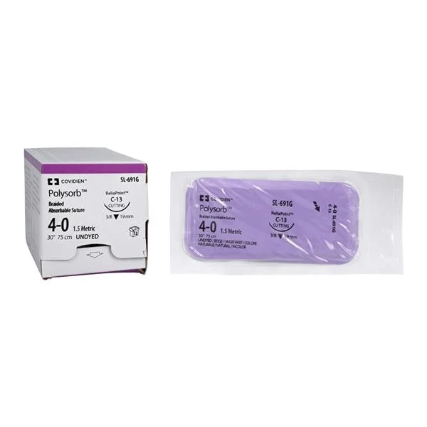 Polysorb Suture 4-0 30″ Polyester Braid C-13 Undyed 12/Bx