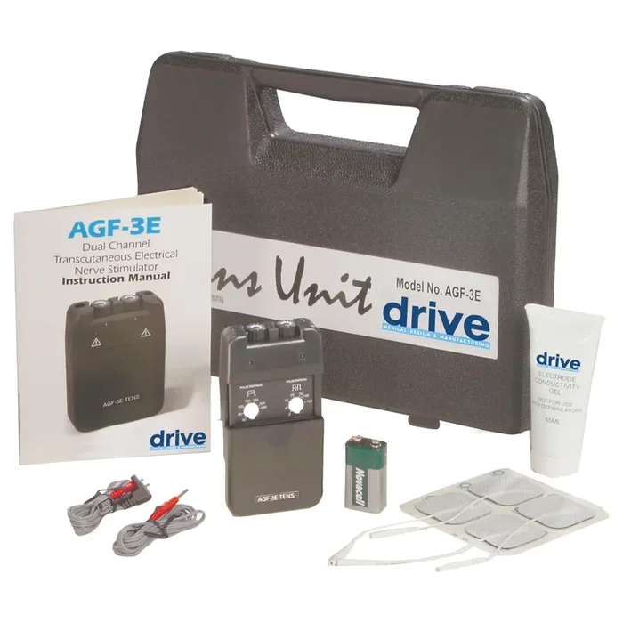 Portable Dual Channel TENS Unit with Electrodes and Carry Case