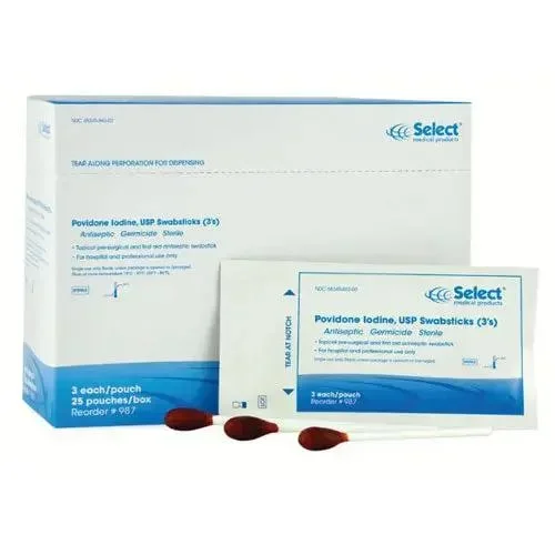 Povidone Iodine Solution Swabstick Antiseptic Applicators 3’s