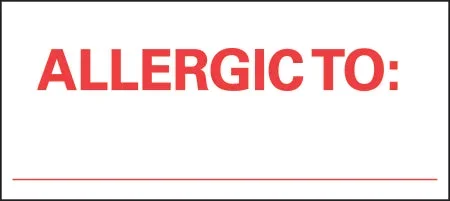 Precision Dynamics Barkley Pre-Printed Label Allergy Alert Allergic To: White 1 X 2-1/4 Inch – N-14