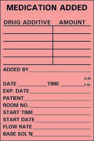Precision Dynamics Barkley Pre-Printed Label Anesthesia Label Medication Added Fluorescent Red 3 X 2 Inch – N-215